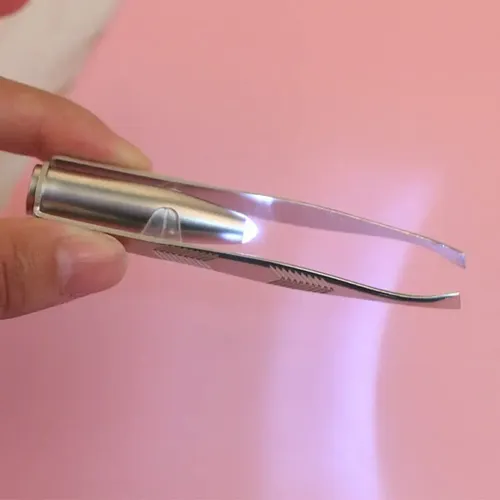2 Pinzas Para Cejas De Acero Inoxidable Con Luz Led, Pinzas