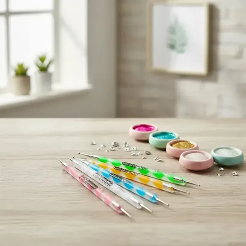 Kit Cherimoya Pinceles Doble Punta Decoración Uñas Dotting Multicolor