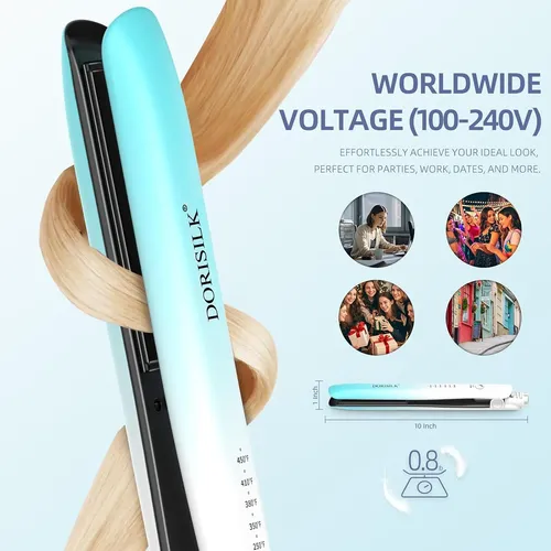 Plancha Plana Dorisilk De Doble Voltaje De 1 Pulgada, De Cer
