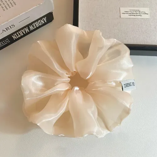 Large Beige Hair Bow For Women, Ponytail And Bun