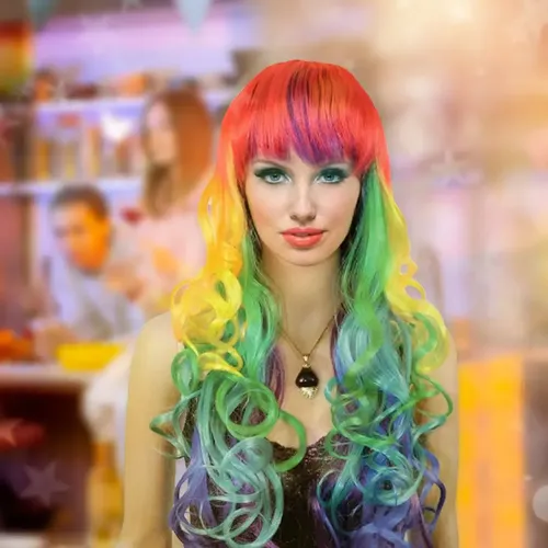 Peluca Ondulada Largo Pelo Ondas Cotillon Fiesta Cosplay X1 Rojo