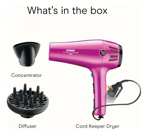 Secador Conair Con Cable Retráctil, 1875 W Y Diseño Compacto Rosa
