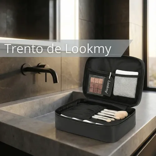 Neceser viajero negro Lookmy | portacosmético necessaire organizador valija o bolso | porta maquillaje y cosméticos impermeable para mujer hombre | ideal maleta, gym, fin de semana, avión