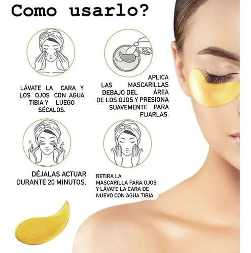 Mascarilla Parche Ojeras Oro 24k Hidratante Colageno 60u.