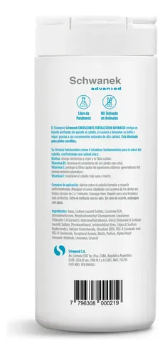 Shampoo Energizante Schwanek Cabellos Normales Caída De Cabello