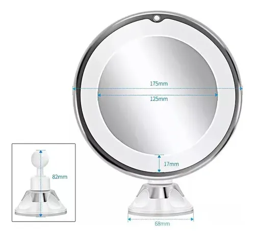 Espejo Led 360 Flexible 10x Ventosa Para Maquillaje Barba