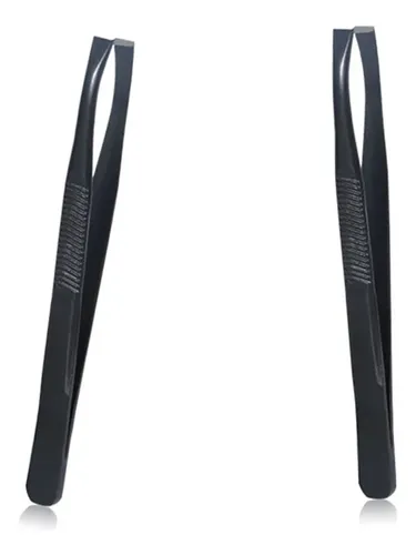 Pinzas De Acero Inoxidable Para Cejas, 4 Pinzas Negro Sólido