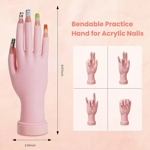 Kit Uñas Acrílicas Profesional Rosa Holográfico Con Lámp
