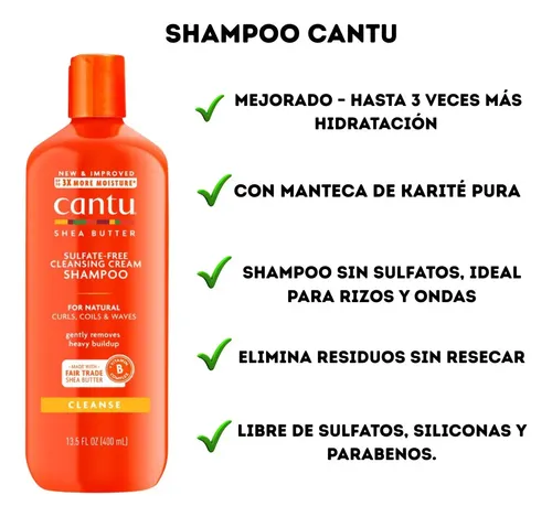 Cantu Shampoo Sin Sulfatos Para Rulos 400ml Manteca Karite