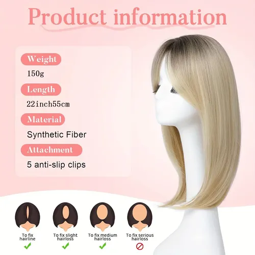 Gg-cdjf Peluca De Extensión De Cabello Liso Mate //