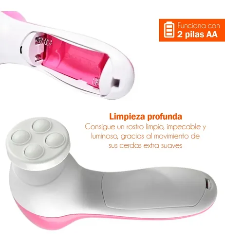 Cepillo Facial Masajeador Limpiador Exfoliante Limpieza Rosa Y Blanco