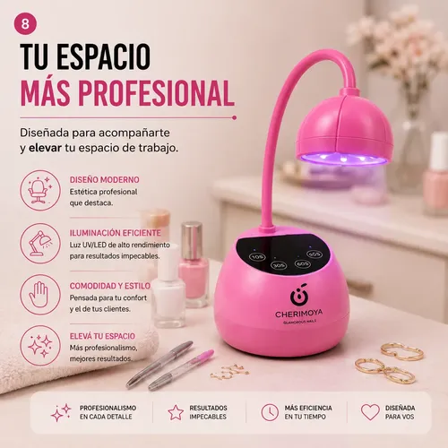 Cabina Lampara Uñas Inalámbrica 27w Uv Led Calabaza Rosa