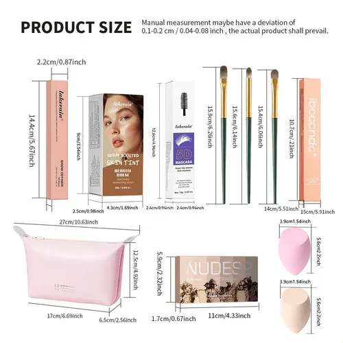 Set De Paleta De Lápiz De Cejas, Rubor, Brillo Labial Y Somb
