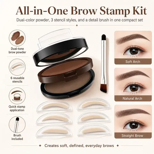 [kit Sello Cejas Doble Color 3 Plantillas Resistente Agua .\