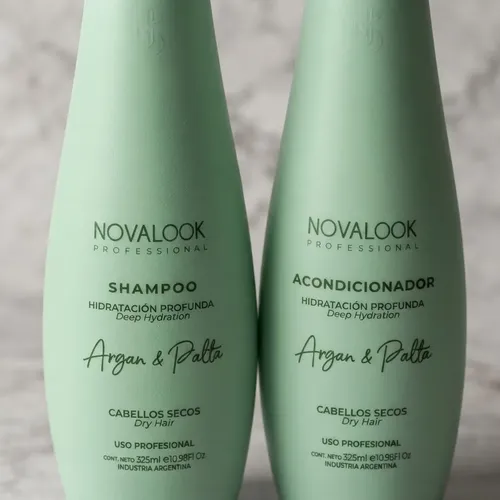 Shampoo + Acondicionador Argan & Palta X325ml. Novalook.