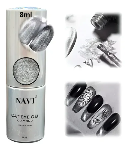 Navi 15ml Gel Diamond Holografico Ojo De Gato 9d Uv/led Color Plateado