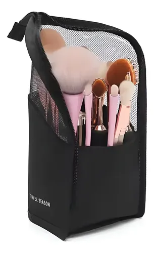 Porta Brochas De Maquillaje Organizador Viaje Cartuchera Ver Color Negro