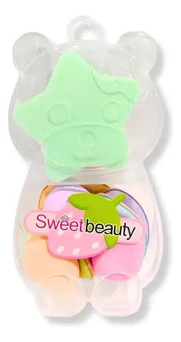 Set De Mini Esponjitas Blender P/ Maquillaje Con Caja De Oso