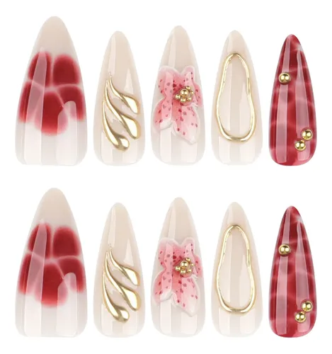 Xw. Aflorish- 3d Flor 3d Estéreo Amêndoa Longa Unhas
