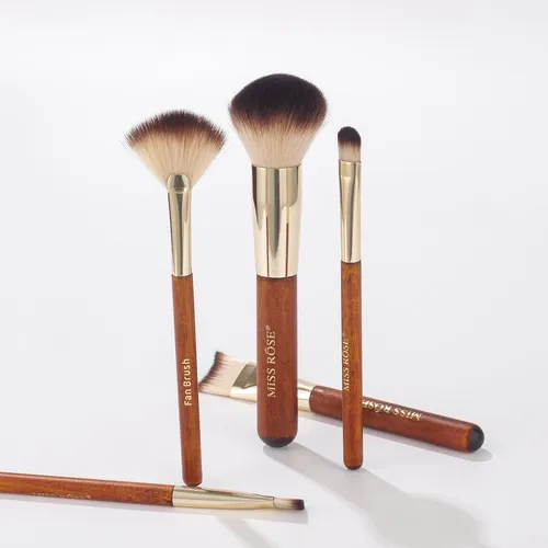 Set 9 Brochas Maquillaje Mango Madera Cerdas Suaves Profesio