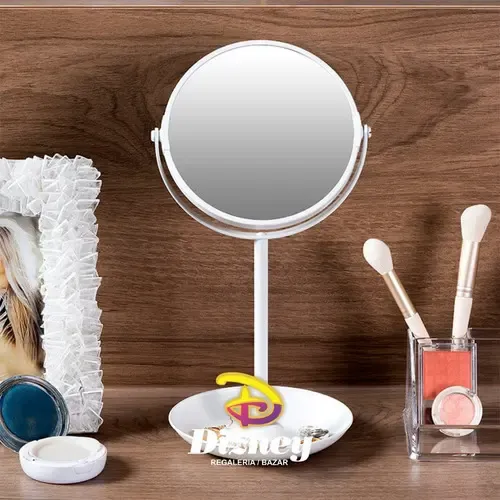 Espejo De Mesa Y Baño Redondo Doble Faz 36×16 C/ Aumento