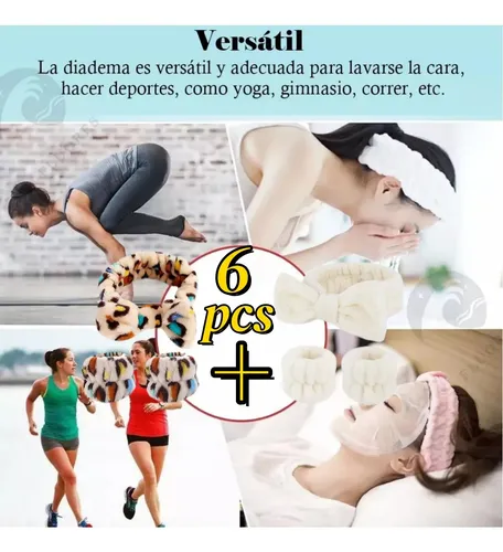 2 Diademas Muñequera Maquillaje Facial Spa Banda Para Cabell