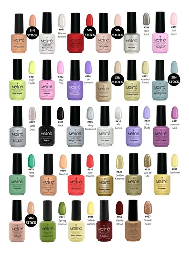 Kit 7 Meline Esmalte Uñas Semipermanente Base Gel Top Coat