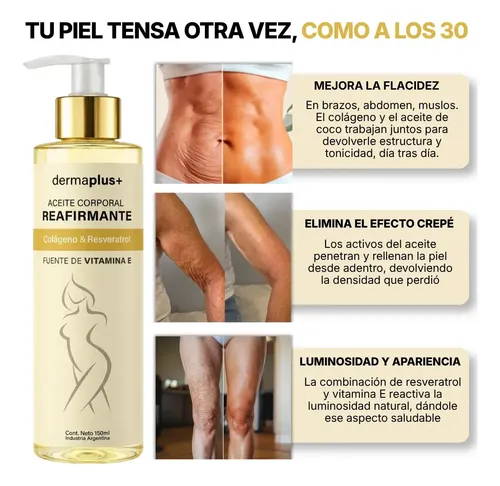 Aceite Reafirmante Y Anticelulitis Dermaplus 125ml Botella Fragancia Almendras