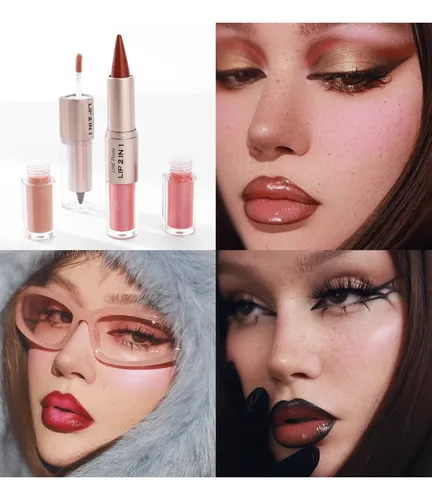 Labial Doble Extremo Delineador Mate Y Brillo Espejo