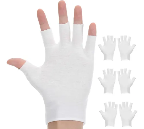 Guantes Algodón Blancos Sin Dedos Hidratantes Para Dormir