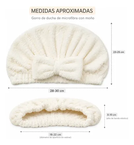 Gorro De Ducha Toalla Microfibra Moño Blanco