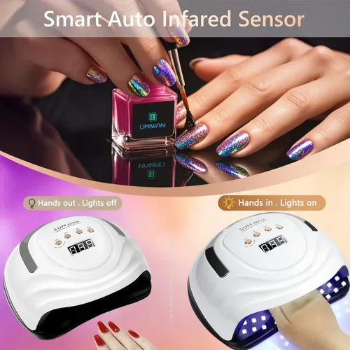 Lámpara De Uñas Led Uv Dmjwan 380w Con 81 Perlas Y 4