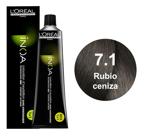 Tintura Permanente Sin Amoniaco Inoa X 60gr Tono 7.1- Rubio Ceniza