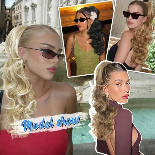 Ponytail Largo Rizado Con Cordón Sintético Cabello 22