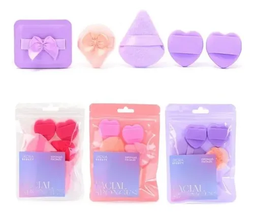 Set Esponjas Faciales X5 Skora Maquillaje Rosto Polvo Base