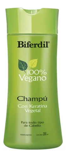Shampoo Biferdil 100 % Vegano Con Keratina Vegetal X 200 Ml