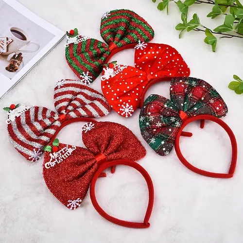 Halloween Diadema Navideña Con Lazo Rojo Para Mujer,