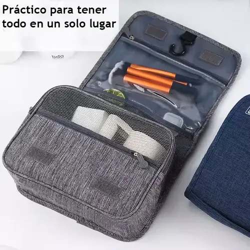 Portacosmeticos Neceser De Viajes Para Organizar y Proteger Maquillaje Cepillos Cremas | Estuche Desplegable Grande | Impermeable Color Gris | Totalequipos