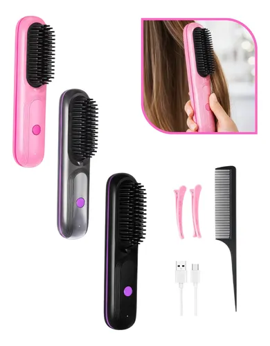 Plancha Peine Inalámbrica Led Iones Y Temperatura Ajustable