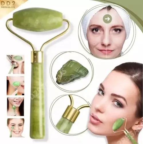 Masajeador Facial Corporal Rodillo Piedra Roller Jade Verde