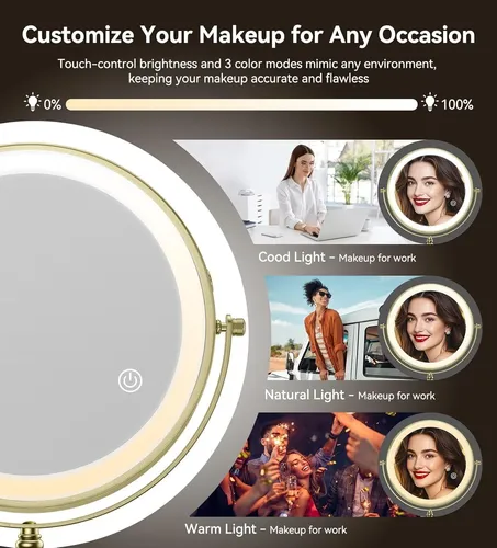 Espejo De Maquillaje Iluminado Matekxy 8  Con Aumento 1x/10x