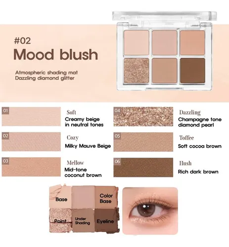 Paleta De Sombras Bbia 02 Mood Blush, 10 Colores, Vegana