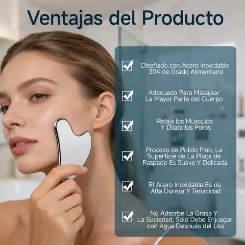 2 Pzs Gua Sha, Masaje Facial Gua Sha De Acero Inoxidable,