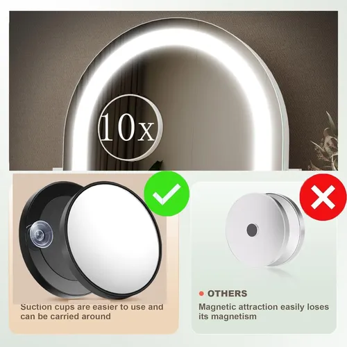 Espejo Maquillaje Led Blanco Grande Con Luz Y Aumento