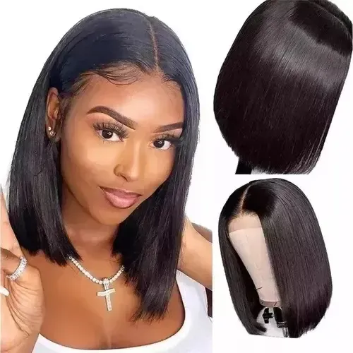 .. Peluca Corta De Encaje Natural De 35 Cm De Cabello Humano