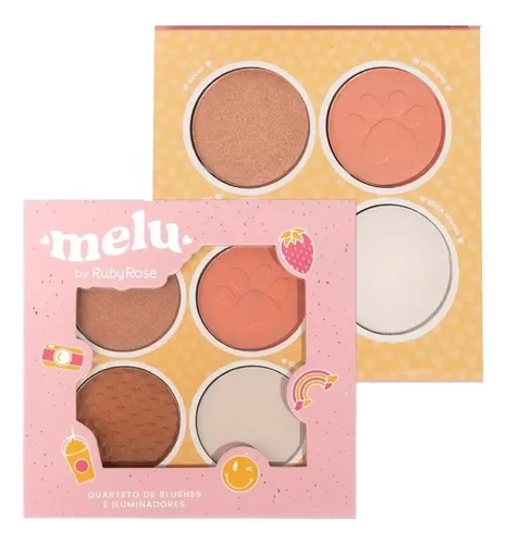 Paleta Cuarteto Rubor Iluminador Bronzer Melu Ruby Rose