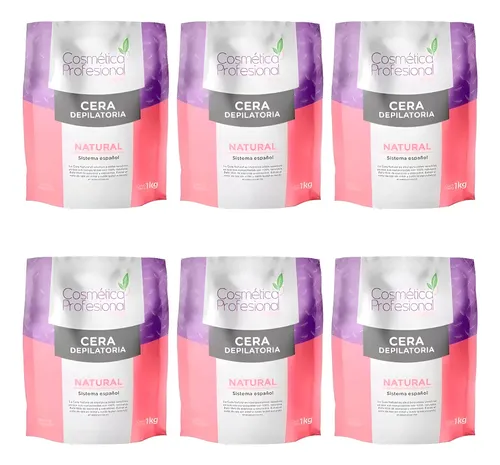 Cera Depilatoria Natural Cosmética Profesional 1kg X6uni