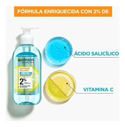 Gel Limpiador Facial Garnier Skin Active Aclara