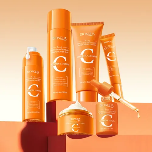 Kit Skincare Facial 6 Piezas Vitamina C Acido Con Hialuronico Bioaqua