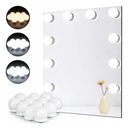 Kit 10 Focos Lamparas Luz Led Espejo Usb Maquillaje Camarin Veoquiero